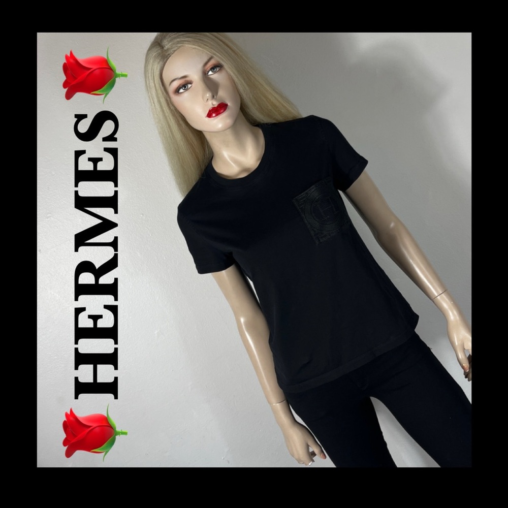HERMES EMBROIDERED POCKET TEE